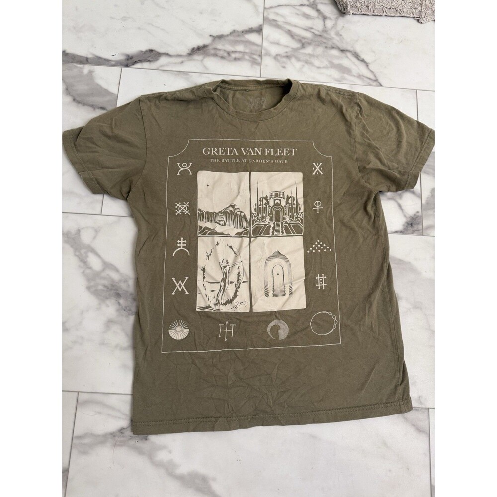 Greta Van Fleet The Battle at Garden's Gate Green T-Shirt   Size Medium Concert